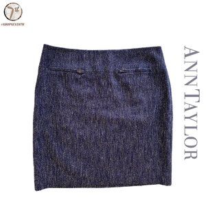 (40% OFF) Ann Taylor Vintage Navy Blue Pencil Skirt Tweed Zipper Straight Skirt